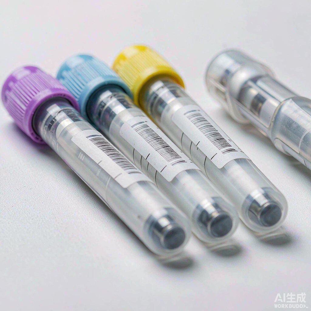 真空采血管管壁条码标签特写与扫码枪