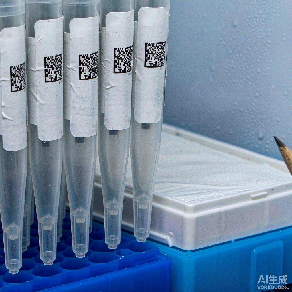 实验室抗体管与孵育盒的缠绕式标签与二维条码标识特写