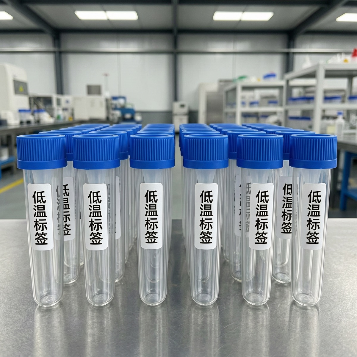 排列整齐的离心管上的低温标签展示