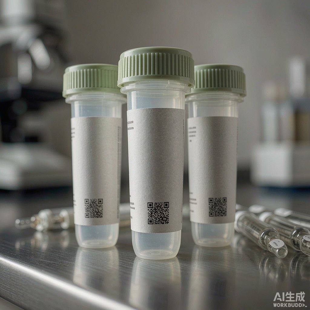 菌种保藏管管身与管盖标签近景，含二维条码与色码